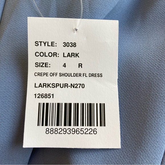 Dessy Collection NWT Off Shoulder Trumpet Gown Front Slit Larkspur Blue Size 4 - Picture 5 of 8